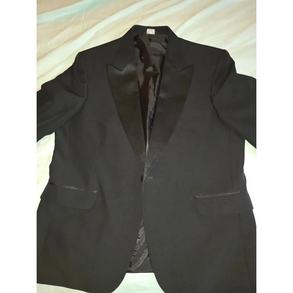 Formalwear International FWI Men's Black Tuxedo Jacket Blazer 46R Vintage Y2K